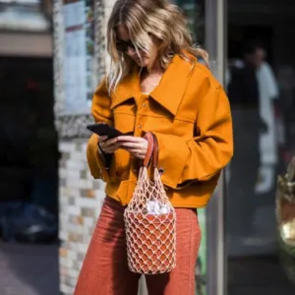 STAUD Handbags - NWT STAUD Moreau Leather Net Bucket Brown Handbag